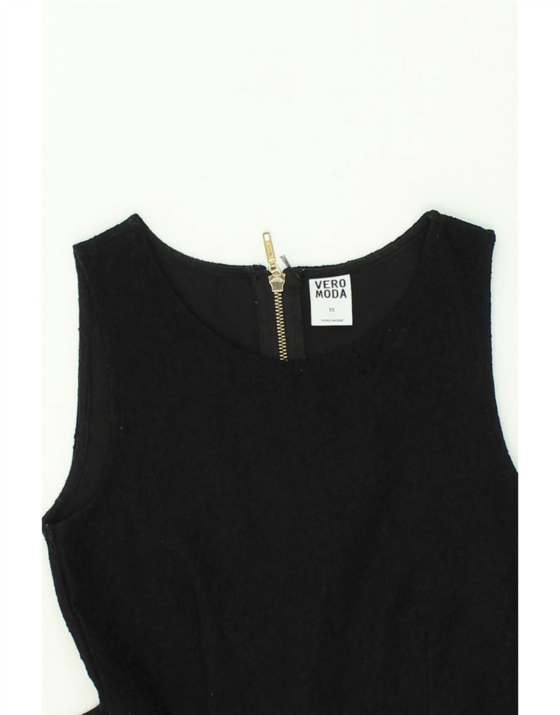 VERO MODA Womens Sleeveless Blouse Top UK 6 XS Black Floral Polyester | Vintage Vero Moda | Thrift | Second-Hand Vero Moda | Used Clothing | Messina Hembry 