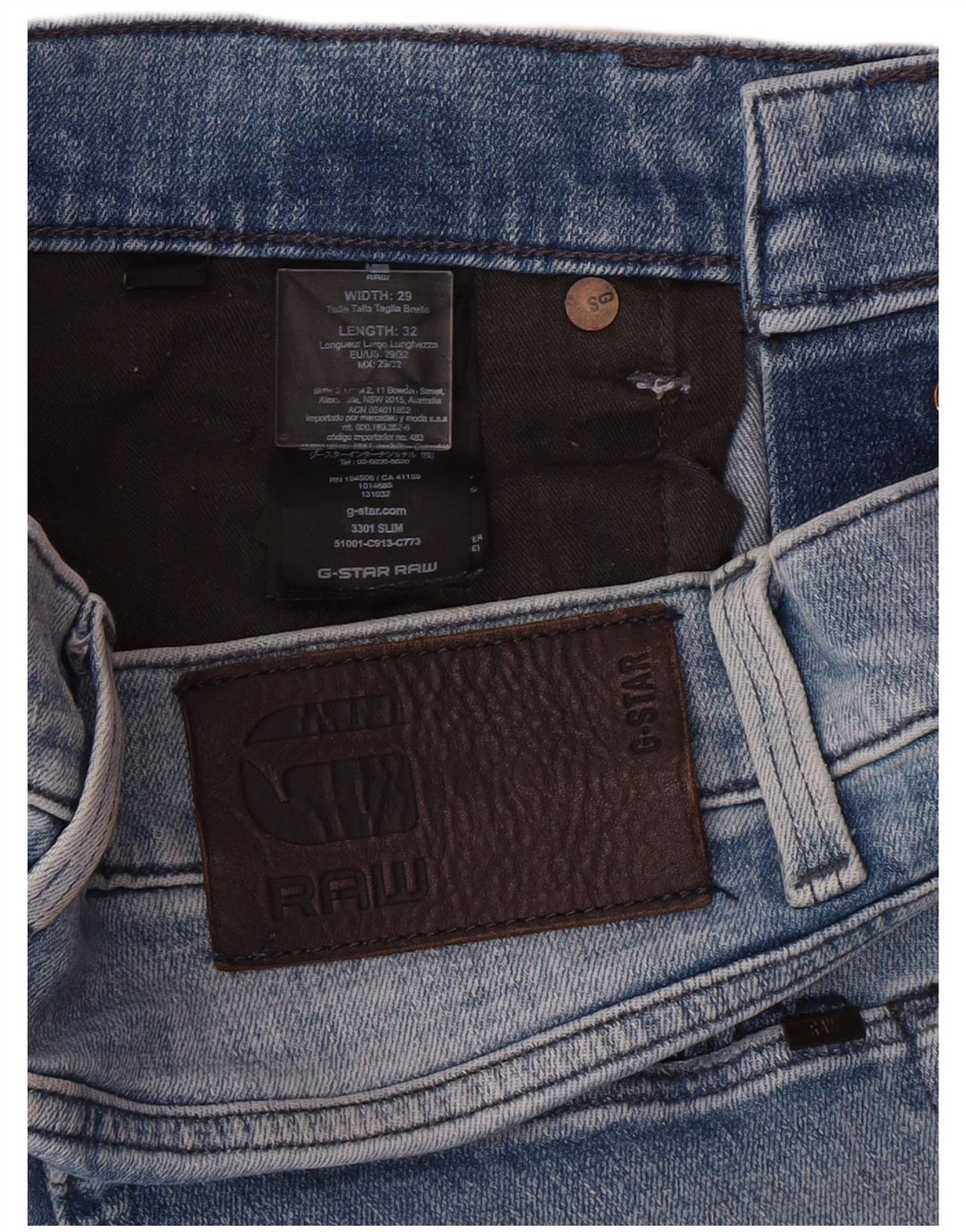 G-STAR Mens Distressed Slim Jeans W29 L32 Blue Cotton