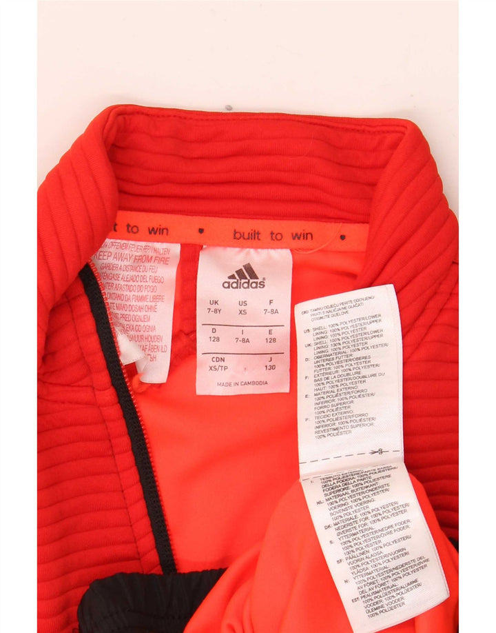 Adidas Boys MESSI Γραφική φόρμα αθλητικής φόρμας Top Jacket 7-8 Years Red Colourblock
