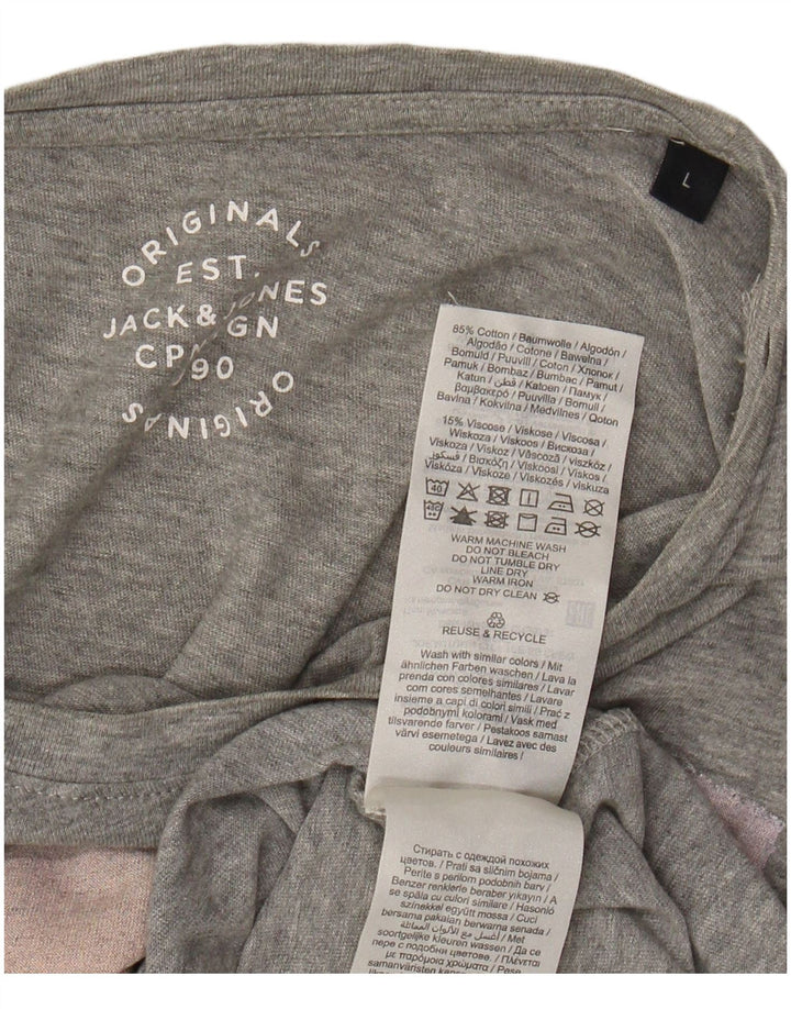 Ανδρικό γραφικό μπλουζάκι JACK & JONES Μπλουζάκι με μεγάλο γκρι βαμβάκι