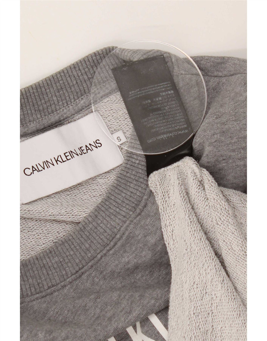 Calvin Klein Jeans Ανδρικό γραφικό φούτερ Jumper Μικρό γκρι βαμβακερό