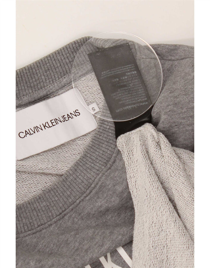 Calvin Klein Jeans Ανδρικό γραφικό φούτερ Jumper Μικρό γκρι βαμβακερό