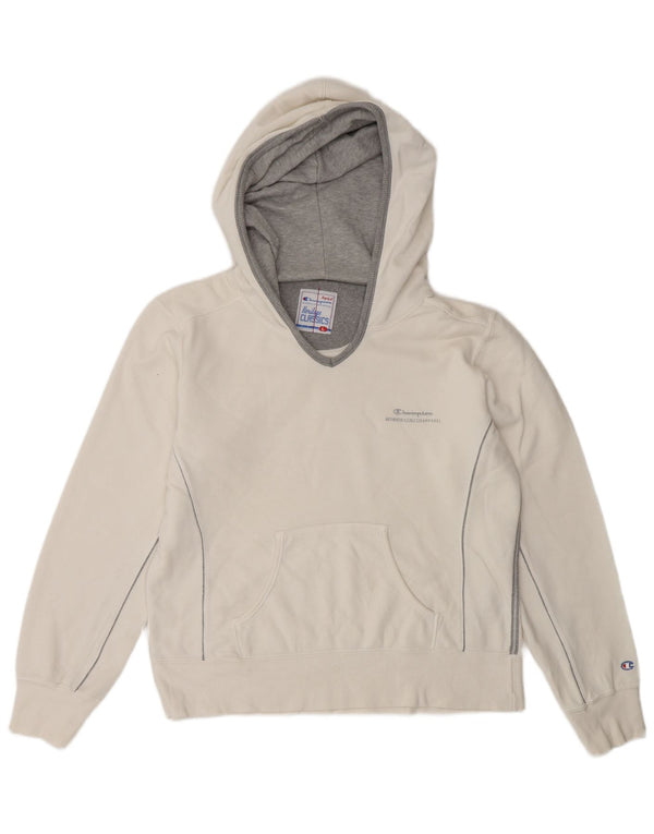 Champion Womens Heritage Classics Hoodie Jumper UK 16 Large White Cotton