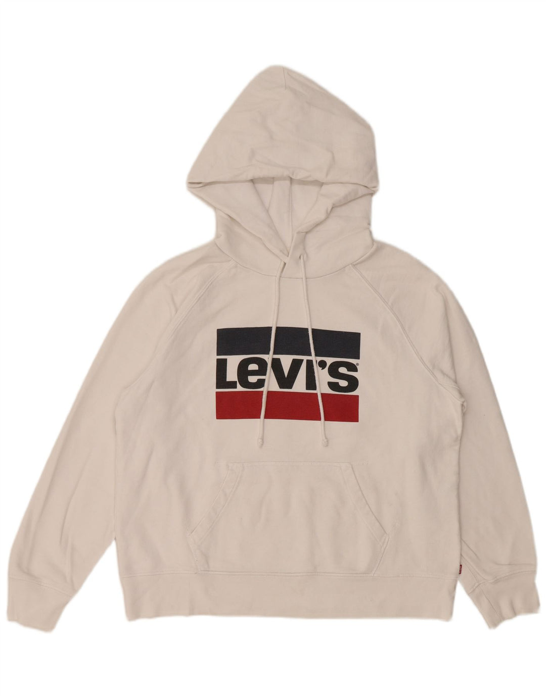 LEVI'S Γυναικείο Γραφικό Hoodie Jumper UK 14 Μεσαίο λευκό βαμβακερό