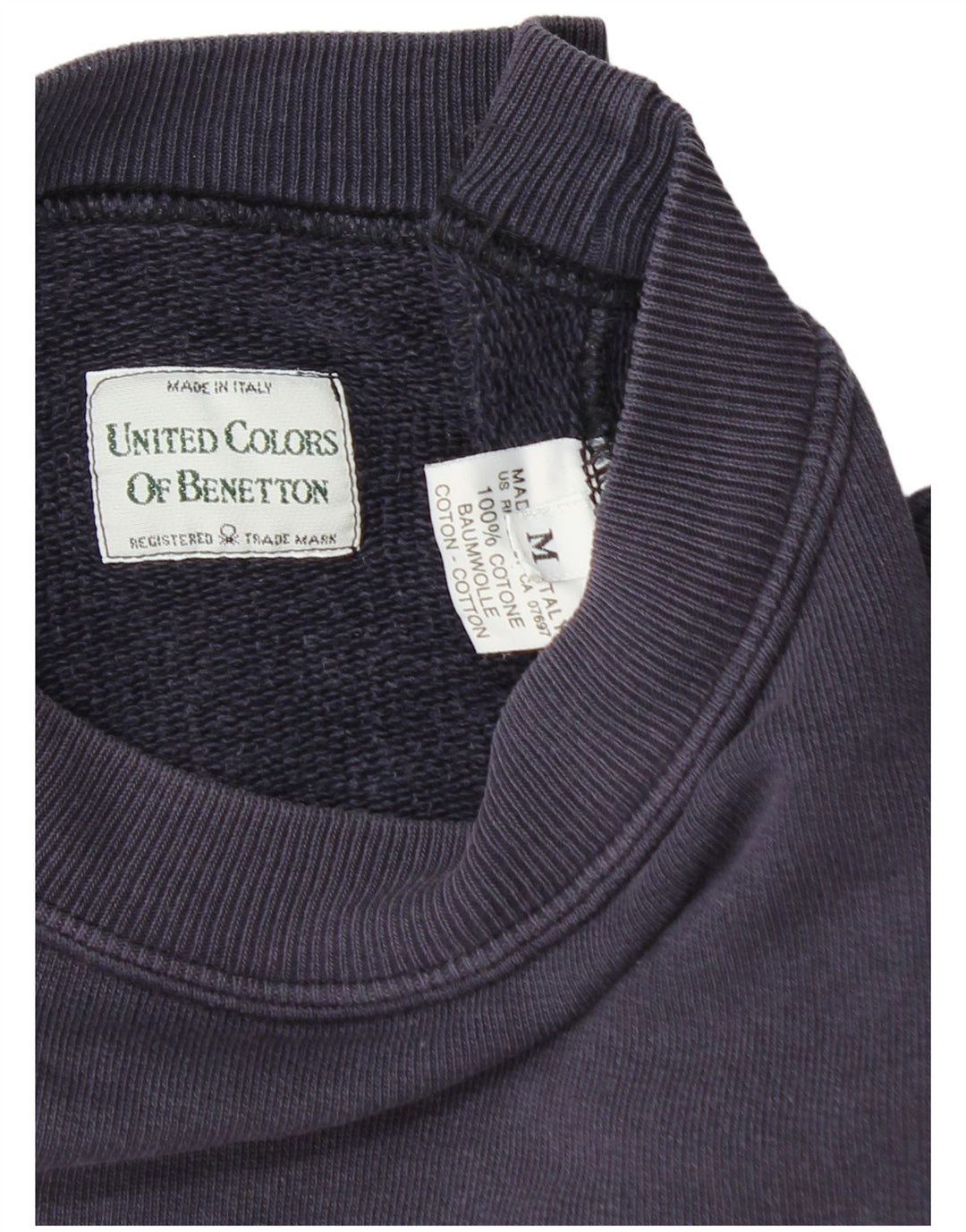 BENETTON Γυναικεία φούτερ υπερμεγέθη Jumper UK 14 Medium Navy Blue Cotton