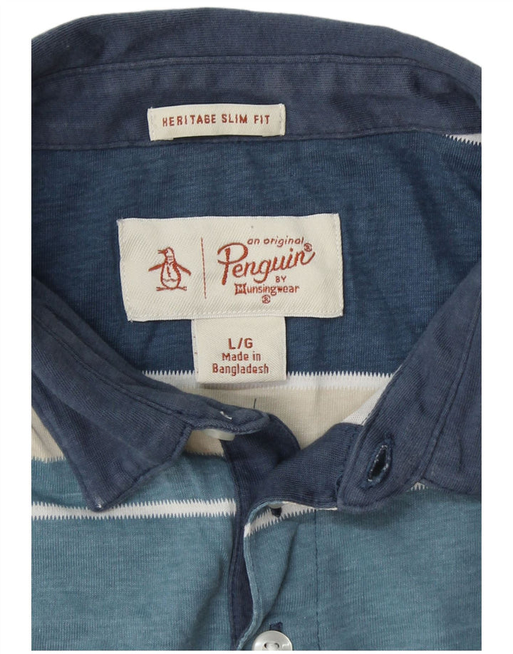 PENGUIN Ανδρικό πουκάμισο Polo Heritage Slim Fit με μεγάλο μπλε χρώμα