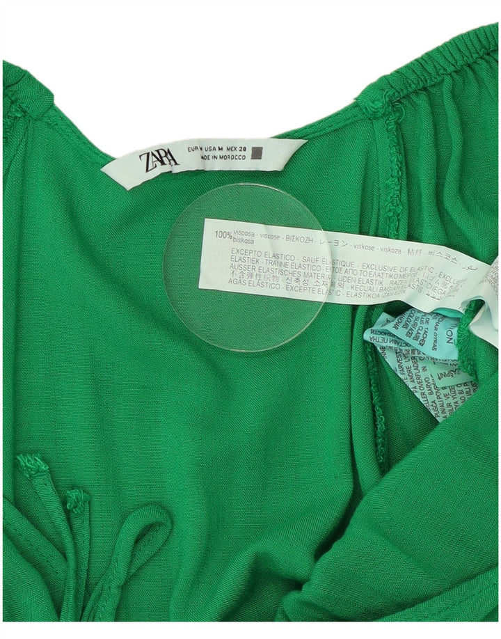 Zara Γυναικεία 3/4 μανίκια Playsuit UK 14 Μεσαία Πράσινη Βισκόζη