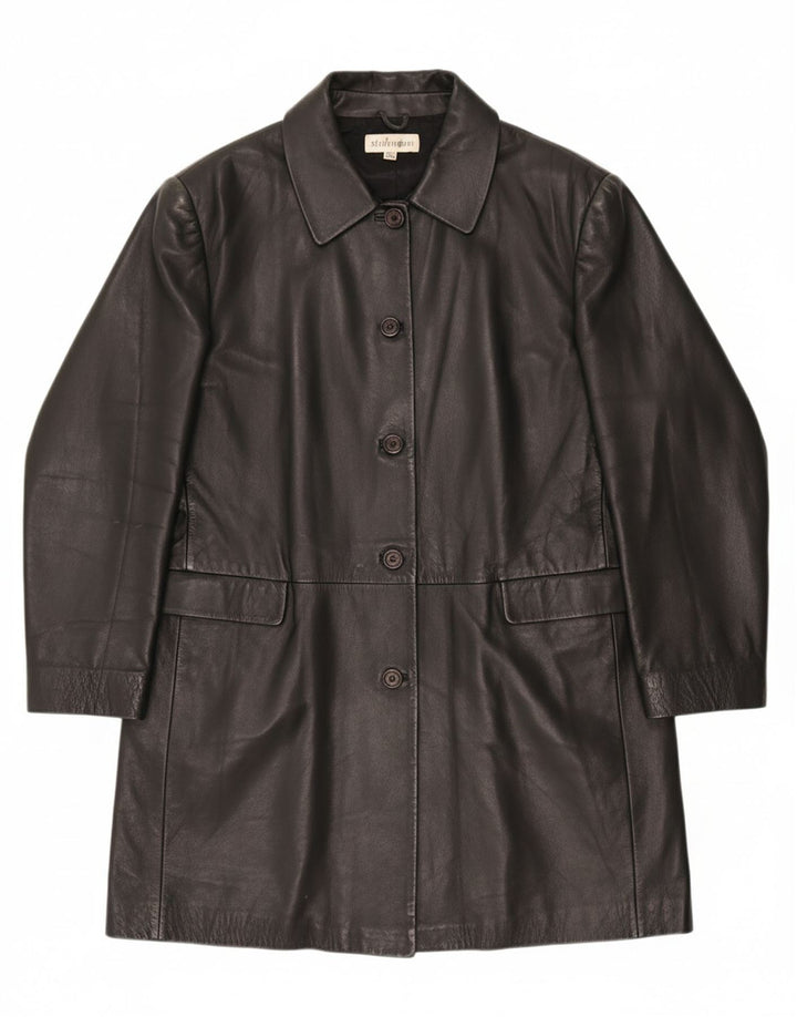 STEILMANN  Womens Leather Coat UK 16 Large Black Leather