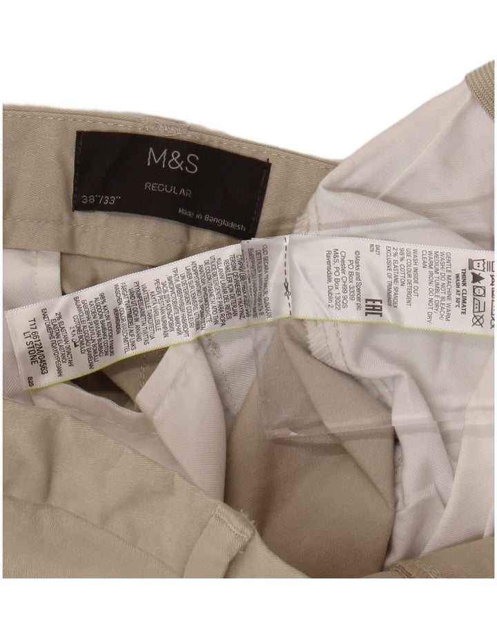 MARKS & SPENCER Ανδρικό ίσιο παντελόνι Chino W38 L33 Μπεζ βαμβακερό