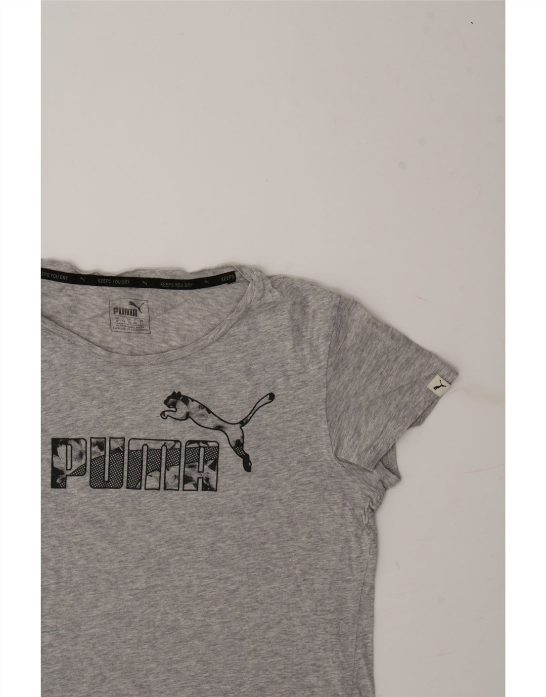 PUMA Womens Graphic T-Shirt Top UK 12 Medium Grey Cotton Vintage Puma and Second-Hand Puma from Messina Hembry 