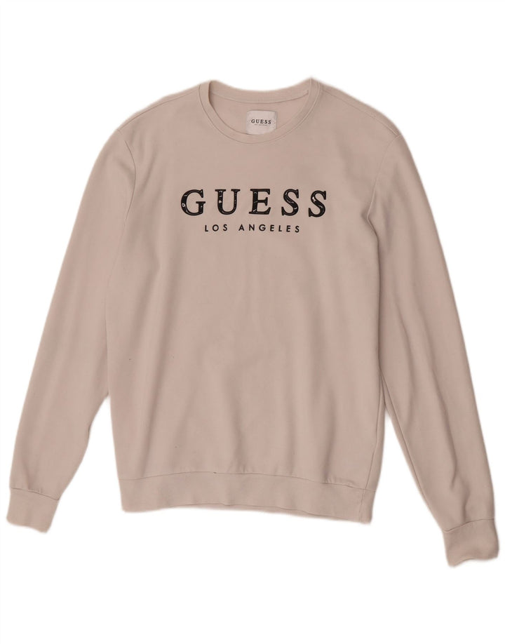 Ανδρικό γραφικό φούτερ Guess, μεσαίο λευκό πολυεστέρας