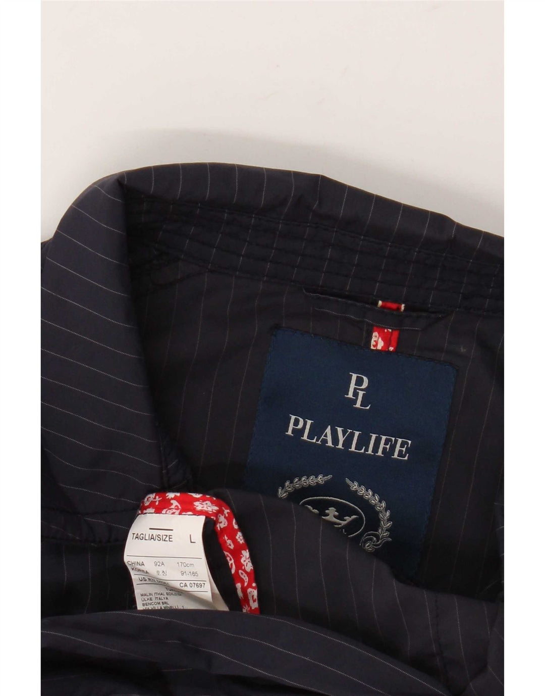 Playlife Γυναικείο Bomber Jacket UK 16 Large Navy Blue ριγέ πολυεστέρας