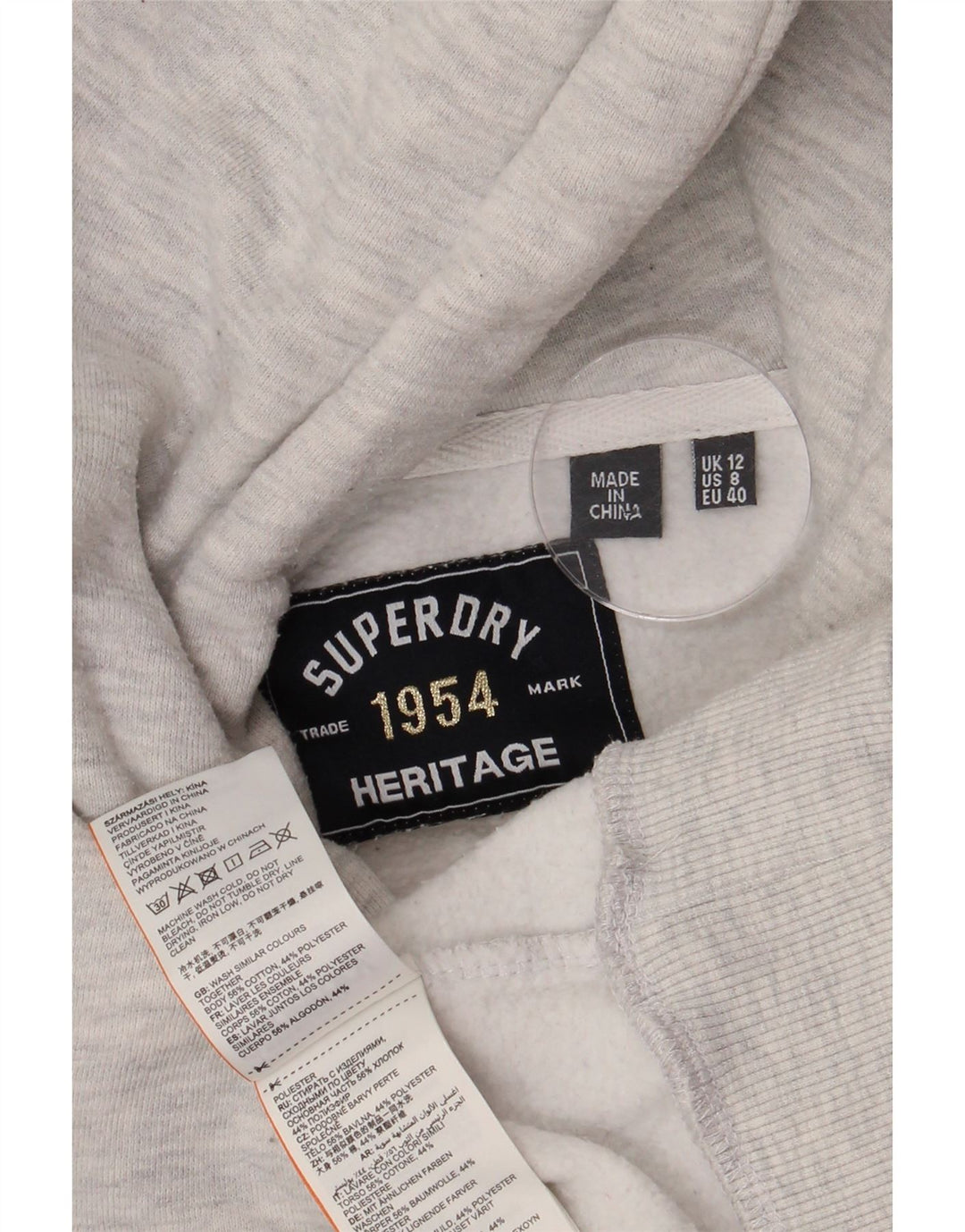 Superdry Γυναικείο γραφικό κουκούλα UK 12 Medium Grey Polyester