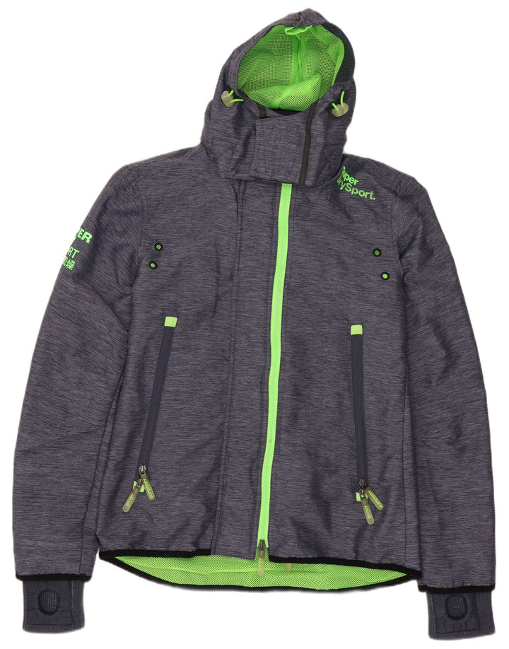 Superdry γυναικείο μπουφάν με κουκούλα αντιανεμικό UK 14 Medium Navy Blue Nylon