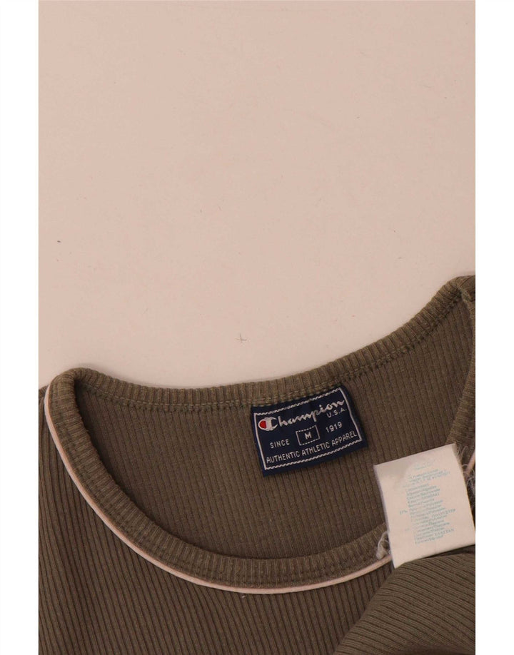 Champion Γυναικείο T-Shirt Top UK 12 Medium Khaki Cotton