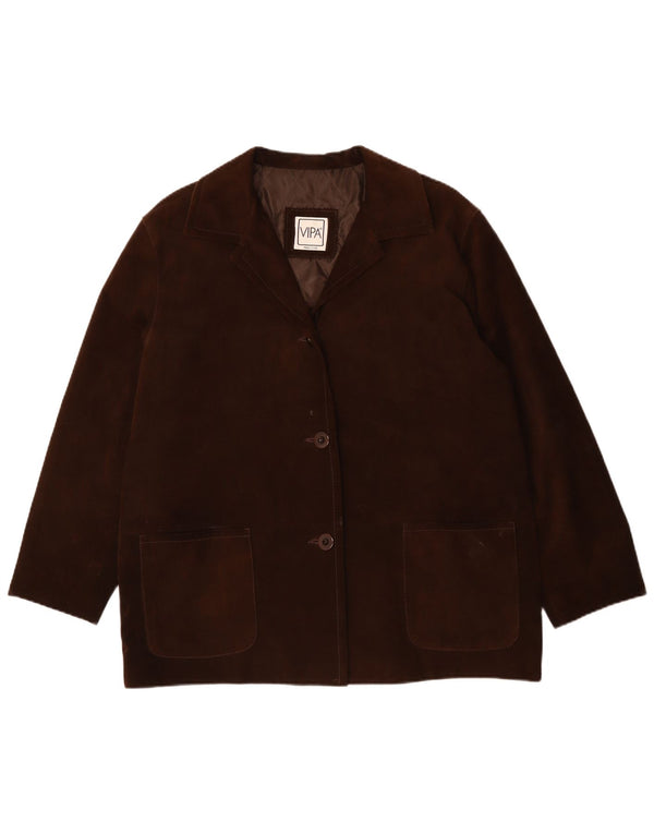 VIPA Γυναικείο Suede Jacket Oversized UK 18 XL Δερμάτινο καφέ