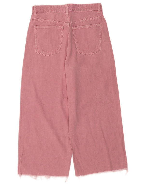 Zara Γυναικείο Crop Wide Leg Jeans EU 40 Medium W30 L24 Ροζ βαμβακερό