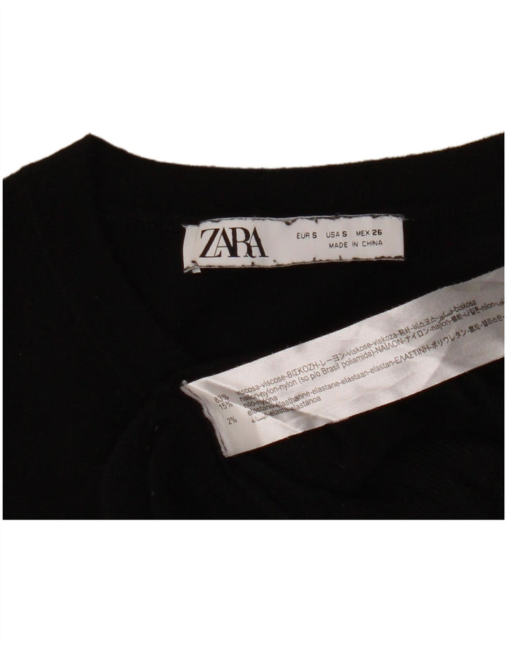 ZARA Γυναικείο πουλόβερ με λαιμόκαυστο UK 10 Small Black Viscose