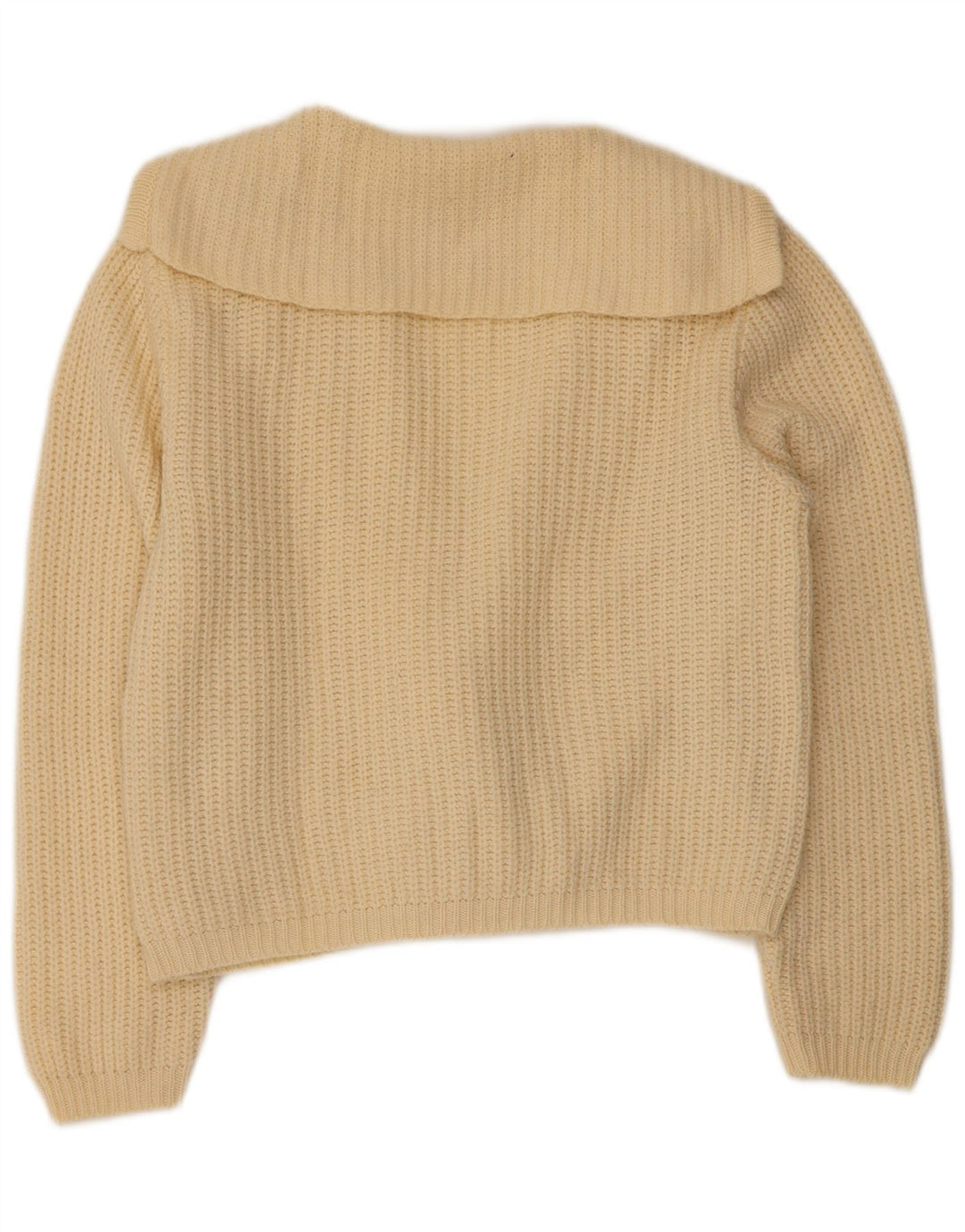 BENETTON Womens Crop Cardigan Sweater IT 46 Large Off White Wool