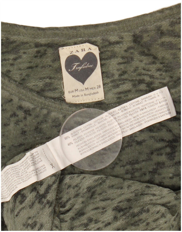 ZARA Γυναικείο τοπ μακρυμάνικο UK 14 Medium Khaki Flecked