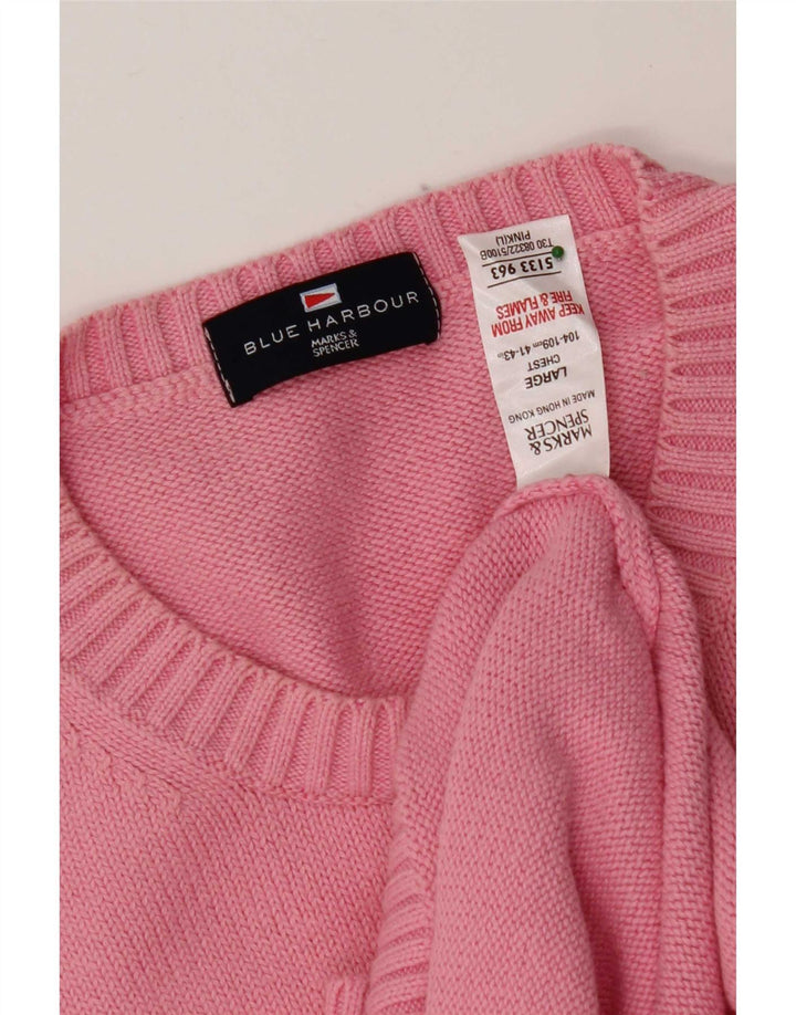 Ανδρικό πουλόβερ Marks & Spencer Blue Harbor Crew Neck Jumper Μεγάλο Ροζ