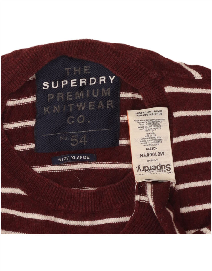 SUPERDRY Ανδρικό πουλόβερ με λαιμόκοψη XL βαμβακερό βαμβακερό ριγέ