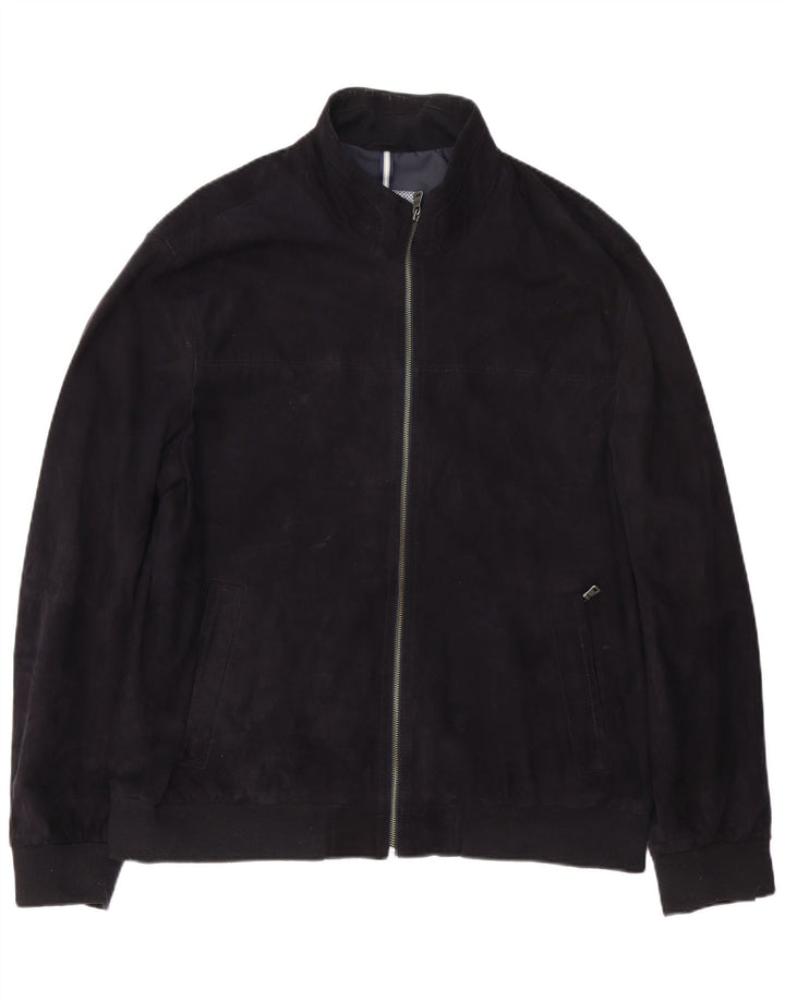 Ανδρικό μπουφάν Christian Berg Suede UK 46 3XL Navy Blue Leather