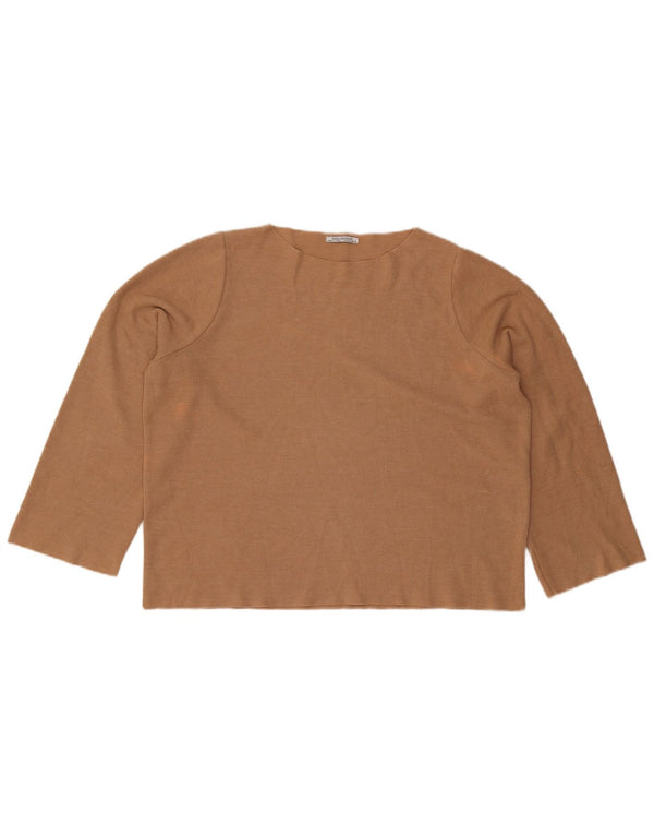 Zara Γυναικείο Trafaluc Oversized τοπ μακρυμάνικο UK 14 μεσαίο μπεζ βαμβακερό