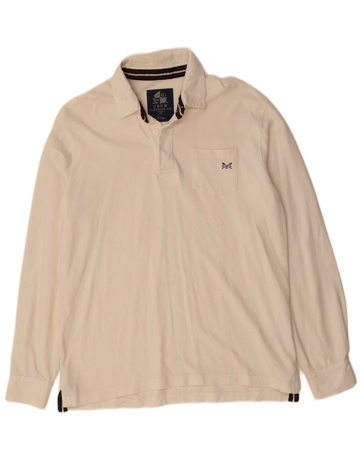 CREW CLOTHING Ανδρικό μακρυμάνικο πουκάμισο polo μεγάλο λευκό βαμβακερό