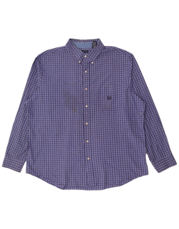 Chaps Ανδρικό πουκάμισο Easy Care 2XL Blue Gingham Cotton