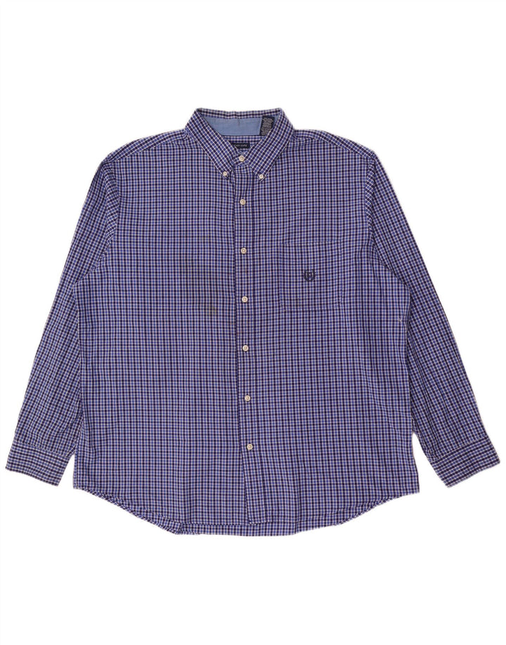 Chaps Ανδρικό πουκάμισο Easy Care 2XL Blue Gingham Cotton