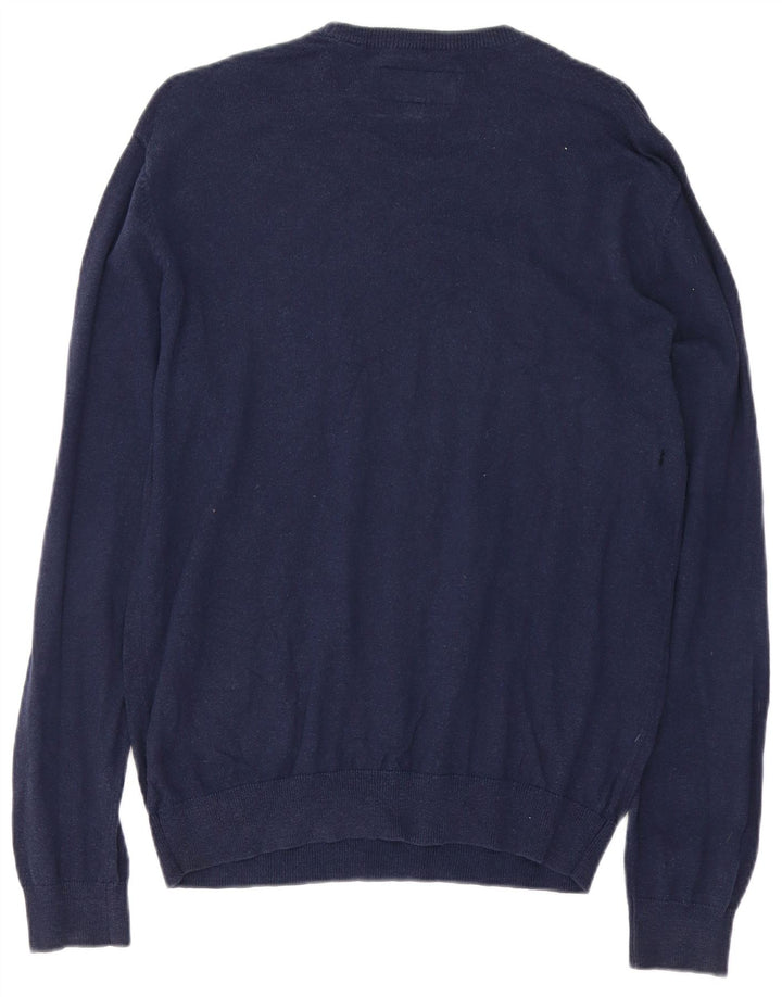 Jack Wills Ανδρικό πουλόβερ με λαιμόκοψη μεσαίου μπλε βαμβακερό