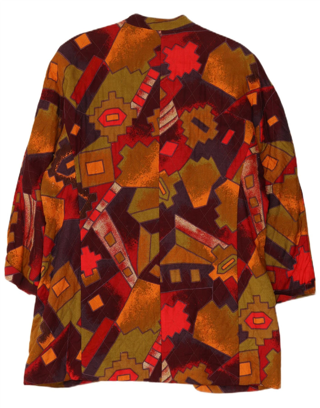 VINTAGE Womens Longline Blazer Jacket EU 44 XL Multicoloured Geometric