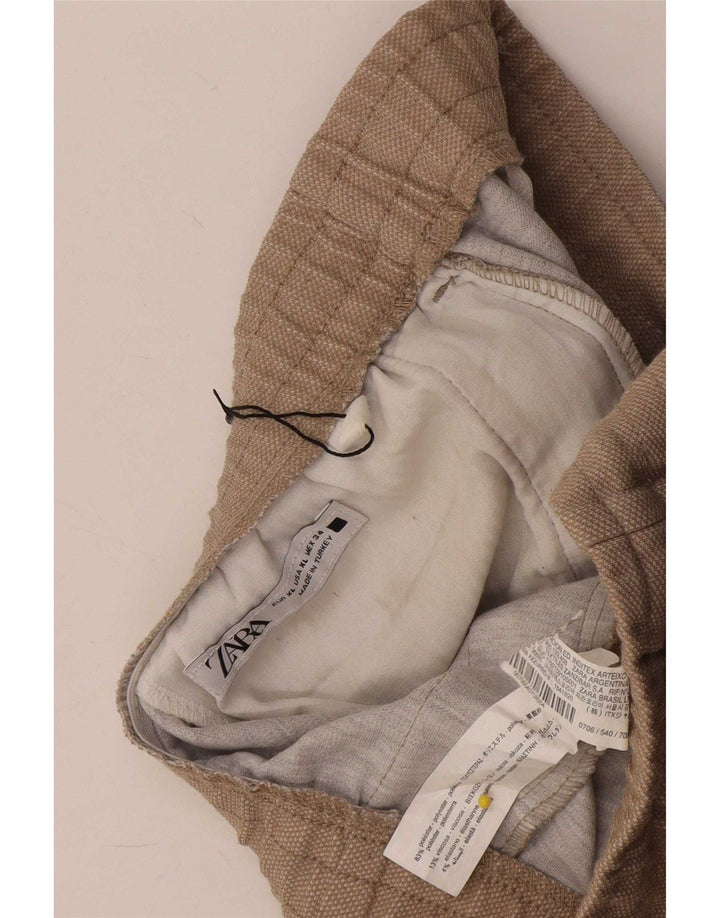 Zara Γυναικείο Slim Cropped Παντελόνι XL W34 L26 Beige Polyester
