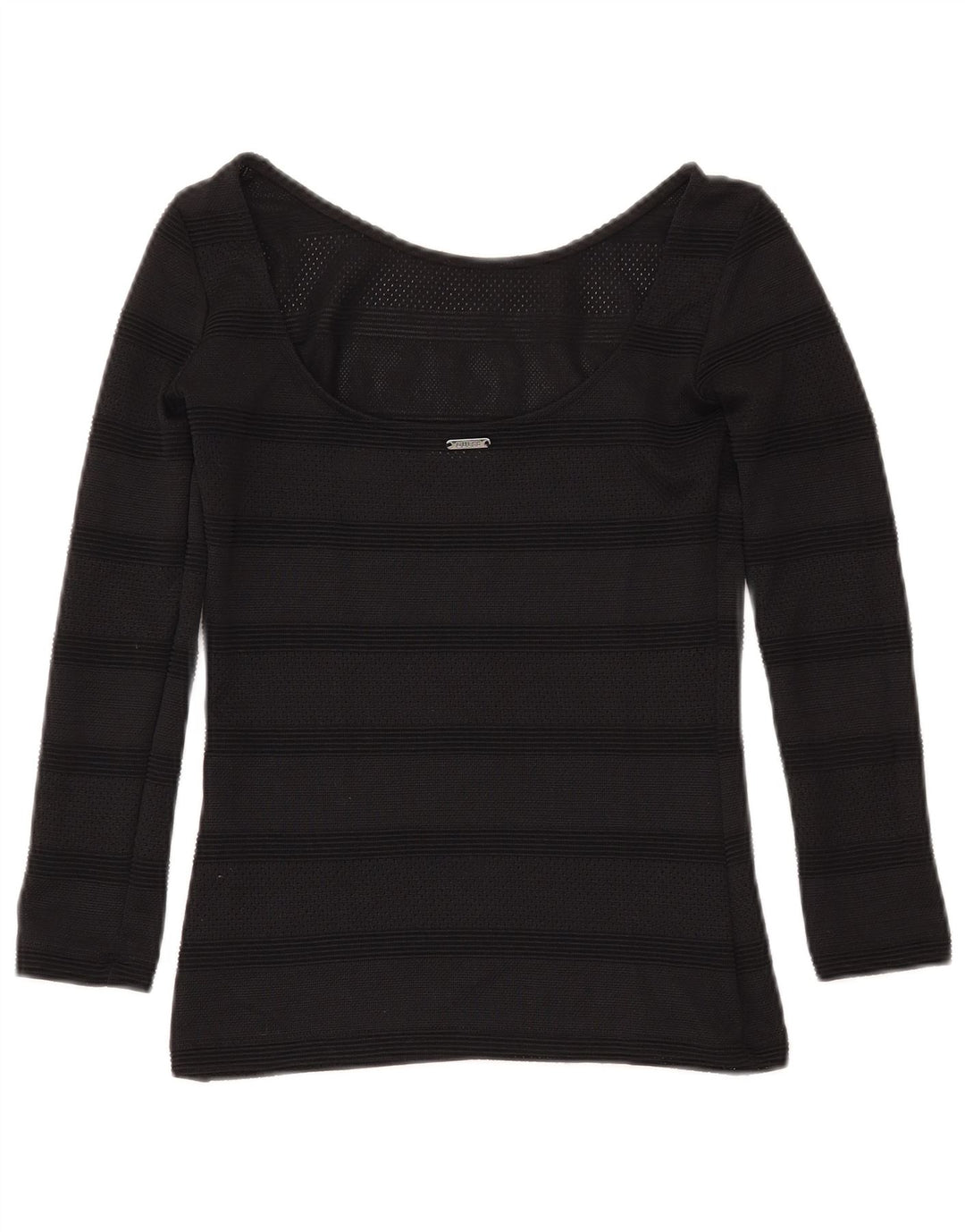 GUESS Γυναικείο Crop Boat Neck Jumper πουλόβερ UK 4 XS Μαύρο ριγέ
