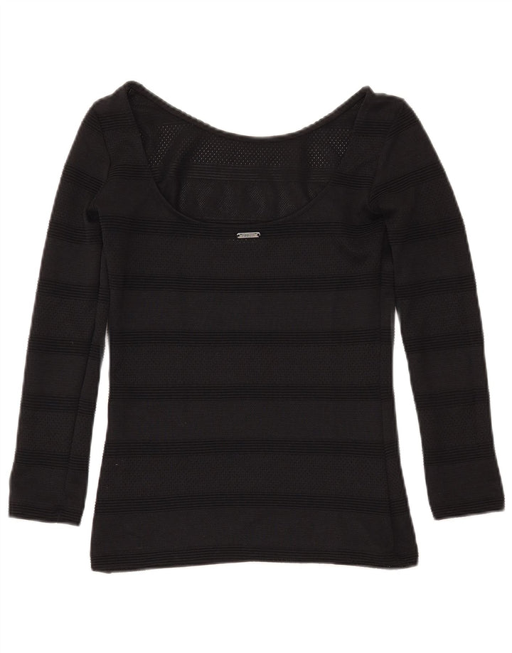 GUESS Γυναικείο Crop Boat Neck Jumper πουλόβερ UK 4 XS Μαύρο ριγέ