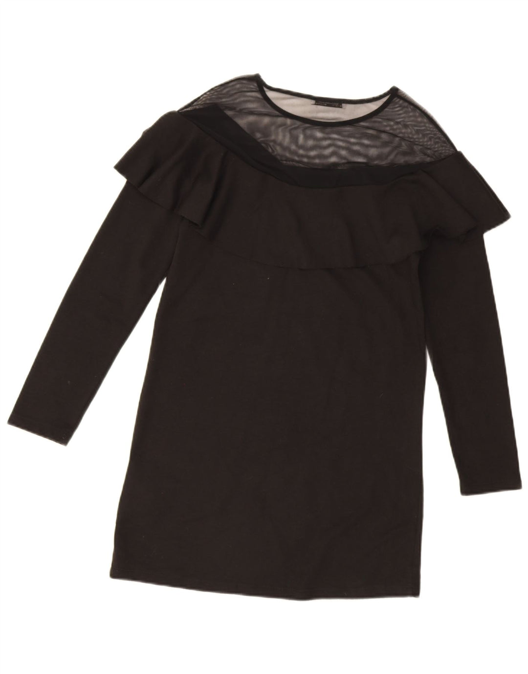 Zara Γυναικείο μακρυμάνικο φόρεμα Shift UK 10 Small Black Polyester