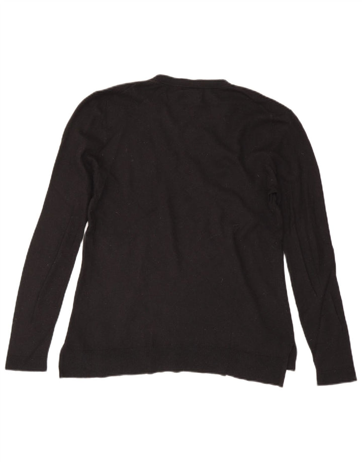 Massimo Dutti Γυναικείο πουλόβερ με λαιμόκοψη με V λαιμόκοψη UK 14 μεγάλο μαύρο μαλλί