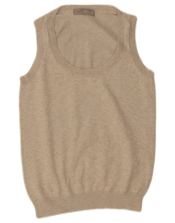 Zara Γυναικείο Γιλέκο Tank Top UK 12 Medium Beige Flecked