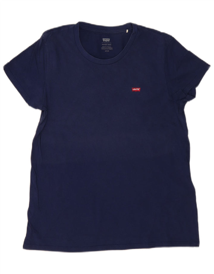 LEVI'S Γυναικείο T-Shirt Top UK 12 Medium Navy Blue Cotton