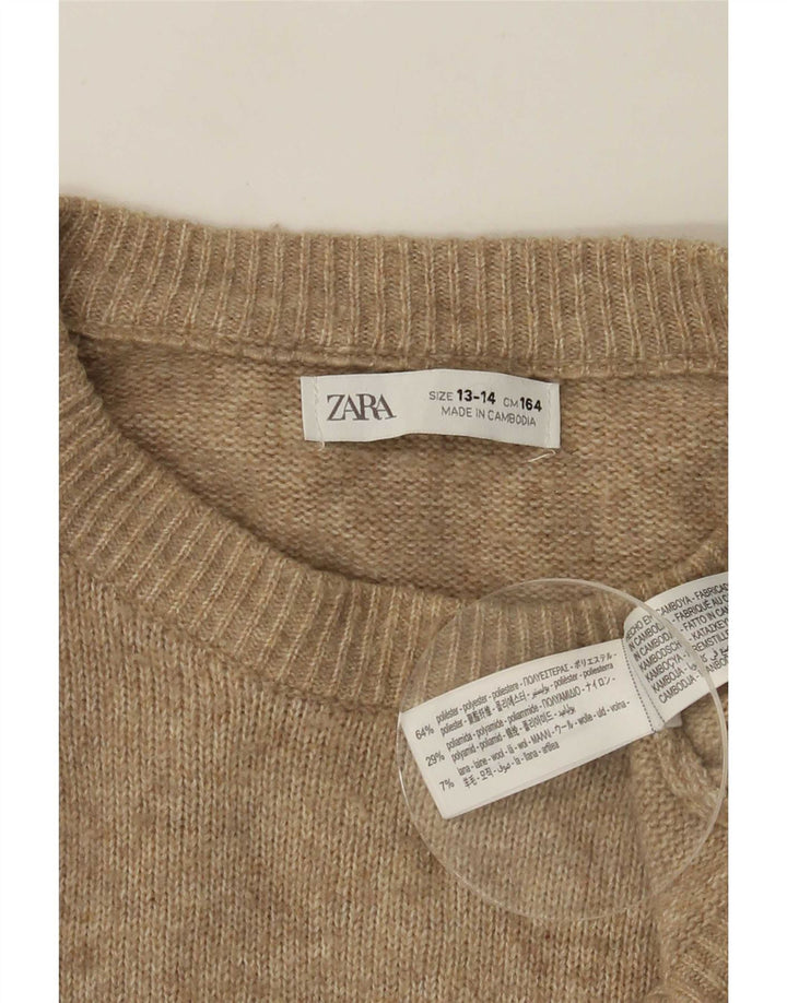 Zara Boys Crew Neck Jumper πουλόβερ 13-14 ετών Μπεζ πολυεστέρας