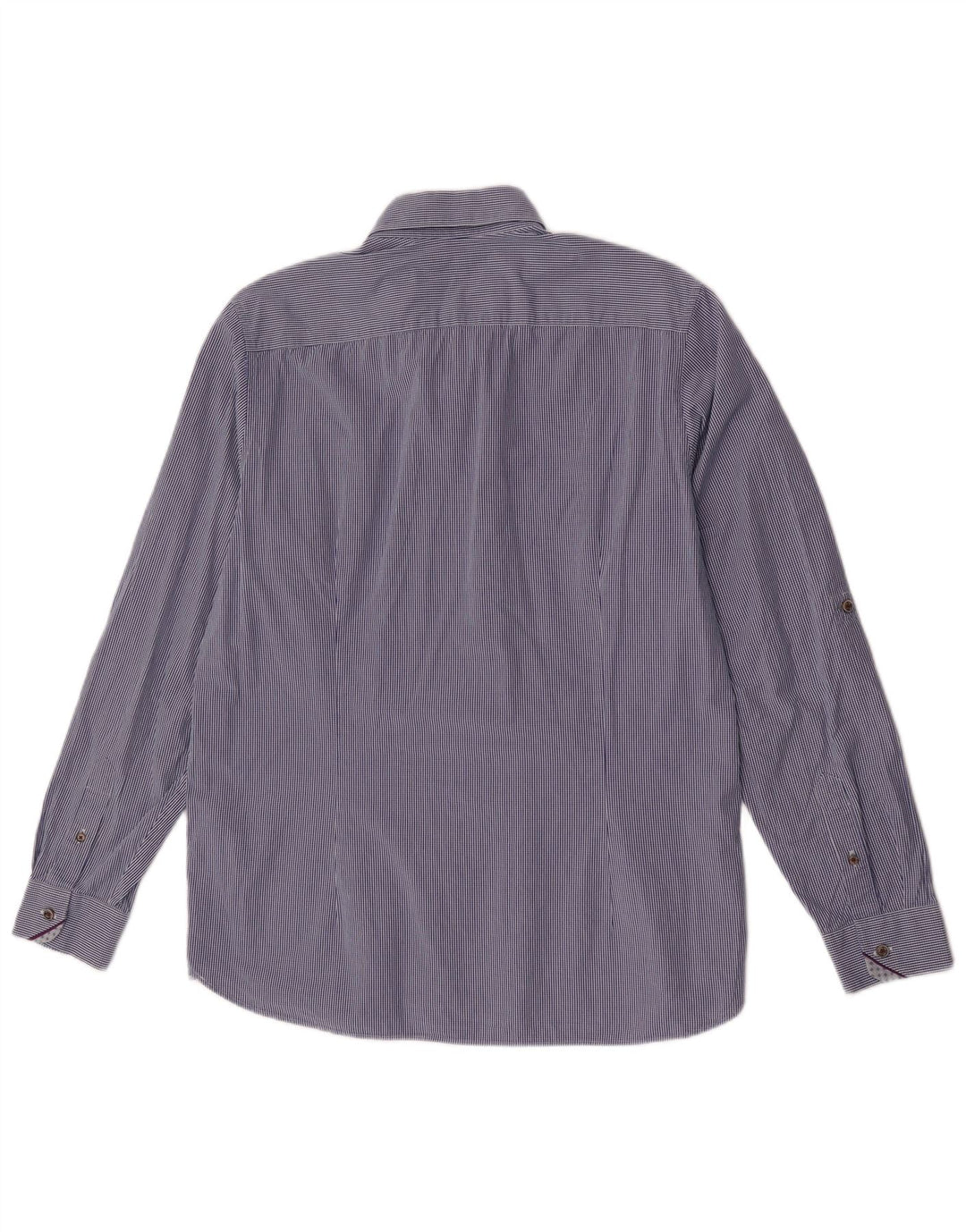 Ανδρικό πουκάμισο Ted Baker, νούμερο 5 XL, Navy Blue Gingham Cotton