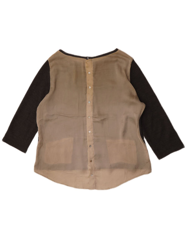 Zara γυναικεία μπλούζα 3/4 μανίκια τοπ UK 16 Large Grey Colourblock