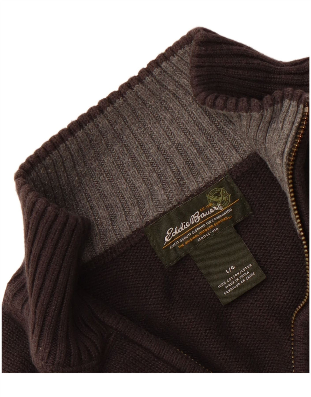 EDDIE BAUER Ανδρικό πουλόβερ με φερμουάρ μεγάλο γκρι βαμβακερό