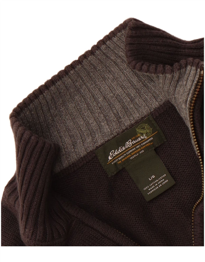 EDDIE BAUER Ανδρικό πουλόβερ με φερμουάρ μεγάλο γκρι βαμβακερό