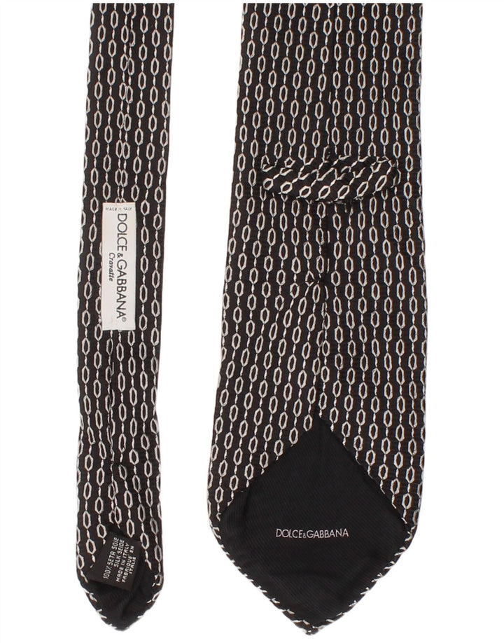 Ανδρική γραβάτα Dolce & Gabbana One Size Black Geometric Silk Classic