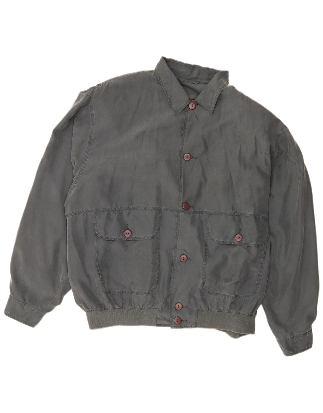 Vintage Ανδρικό Bomber Jacket UK 40 Large Grey Silk