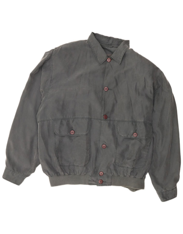 Vintage Ανδρικό Bomber Jacket UK 40 Large Grey Silk