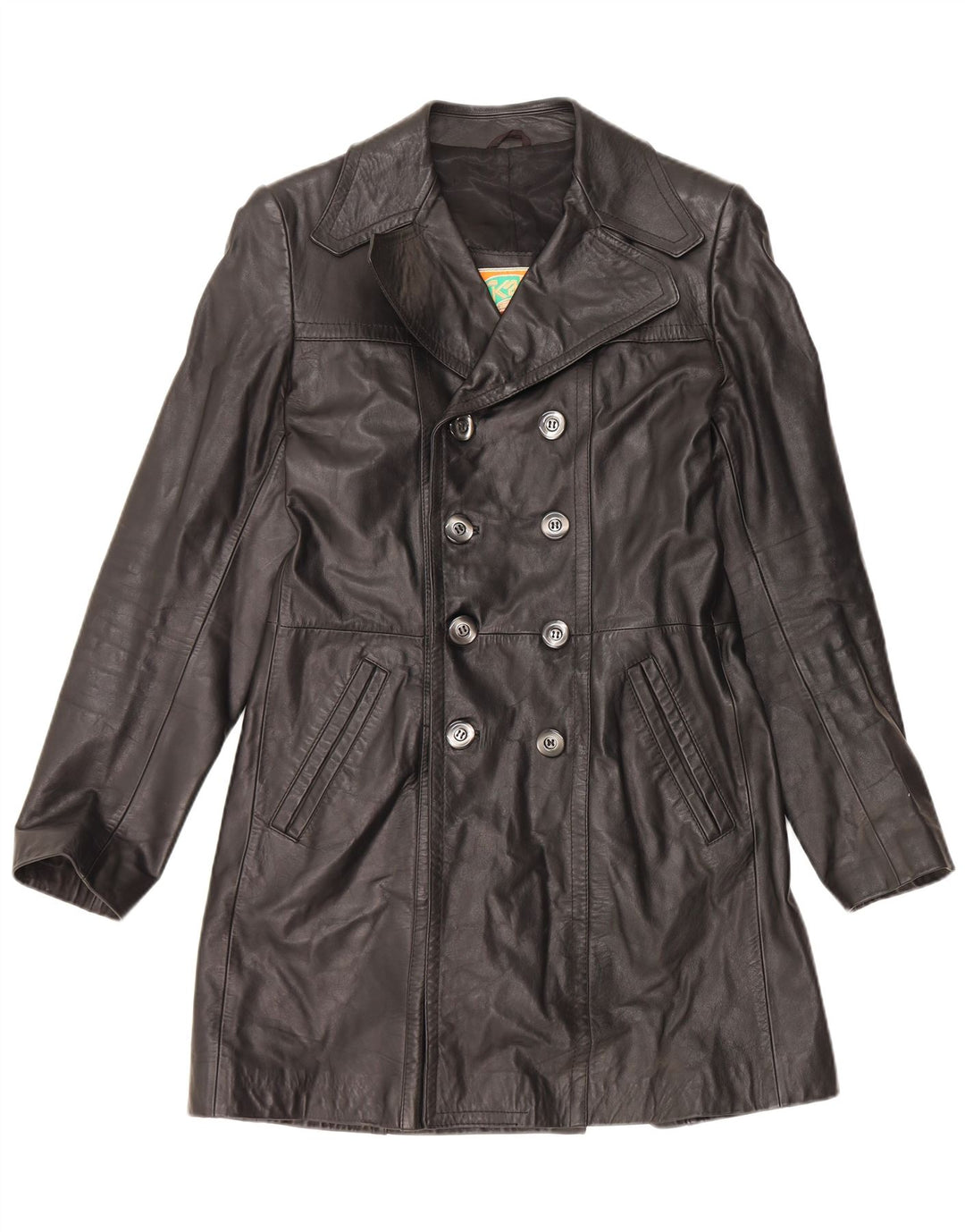 VINTAGE Ανδρικό Δερμάτινο Παλτό IT 48 Medium Black Leather