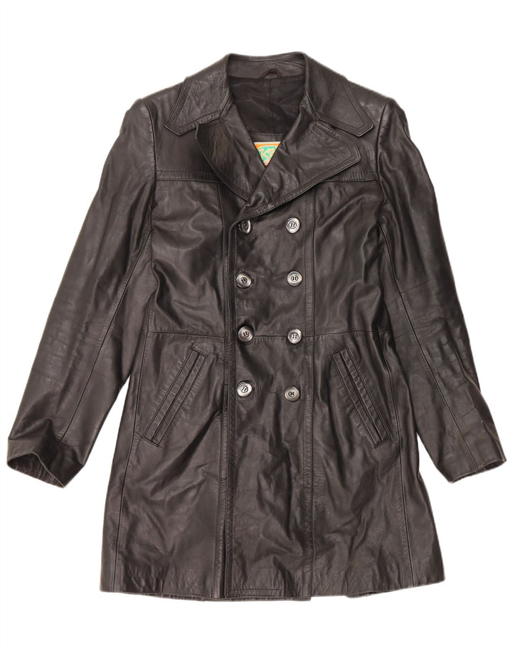 VINTAGE Ανδρικό Δερμάτινο Παλτό IT 48 Medium Black Leather